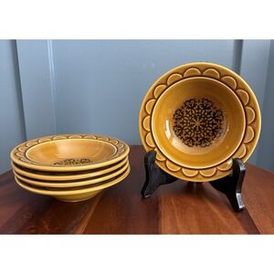 Vintage Castilian Coventry 6" Bowl Fruit Dessert Sauce Gold Brown Set Of 5